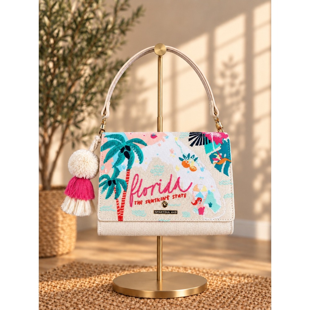 Spartina 449 Florida The Sunshine State Embroidered Crossbody Bag Tassel
